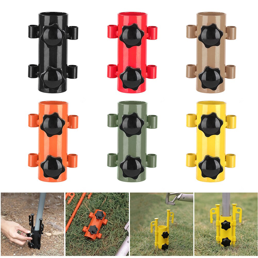 Cheap Goat Tents Camping Awning Rod Holder Reinforced Windproof Outdoor Canopy Rod Iron Holder Fixed Tube Tent Awning Pole Accessories   